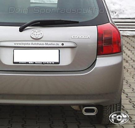 FOX Edelstahl Sportauspuffanlage ab Kat Corolla E12 1.8 TS Compressor 135x80mm flachoval eingerollt abgeschrägt