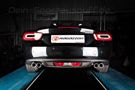 Ragazzon Edelstahl Duplex Racing-Komplettanlage ab Kat Fiat 124 Spider 1.4l je 2x70mm rund eingerollt