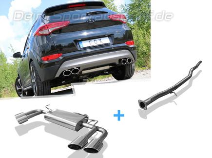 FOX Edelstahl Duplex Racing-Komplettanlage ab Kat. Hyundai Tucson 3 Typ TL je 2x115x85mm oval eingerollt seitlich abgeschrägt