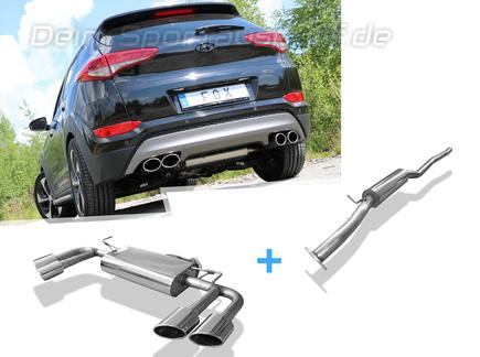 FOX Edelstahl Duplex Sportauspuff-Komplettanlage ab Kat. Hyundai Tucson 3 Typ TL je 2x115x85mm oval eingerollt seitlich abgeschrägt