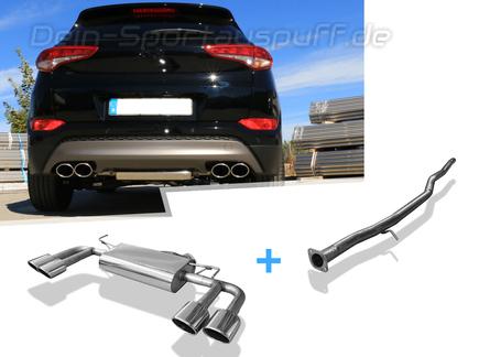 FOX Edelstahl Duplex Racing-Komplettanlage ab Kat. Hyundai Tucson 3 Typ TL je 2x115x85mm oval eingerollt abgeschrägt