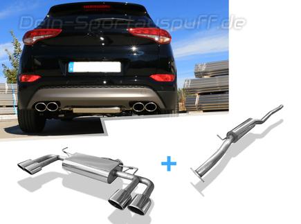 FOX Edelstahl Duplex Sportauspuff-Komplettanlage ab Kat. Hyundai Tucson 3 Typ TL je 2x115x85mm oval eingerollt abgeschrägt