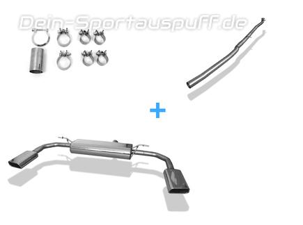 FOX Edelstahl Duplex Racing-Komplettanlage ab Kat. Mercedes CLA 220 4MATIC C117/X117 je 145x65mm trapezförmig eingerollt abgeschrägt