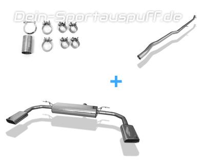 FOX Edelstahl Duplex Racing-Komplettanlage ab Kat. Mercedes CLA 250 4MATIC C117/X117 je 145x65mm trapezförmig eingerollt abgeschrägt