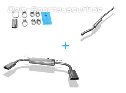 FOX Edelstahl Duplex Sportauspuff-Komplettanlage ab Kat. Mercedes CLA 250 4MATIC C117/X117 je 145x65mm trapezförmig eingerollt abgeschrägt