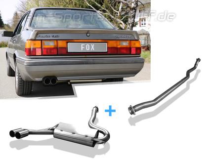 Fox Edelstahl Racing-Komplettanlage ab Kat. Audi 80/90 quattro 81/85 2x76mm rund scharf gerade