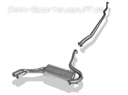 Fox Edelstahl Racing-Komplettanlage ab Kat. Audi 80/90 quattro 81/85 2x76mm rund eingerollt gerade mit Absorber