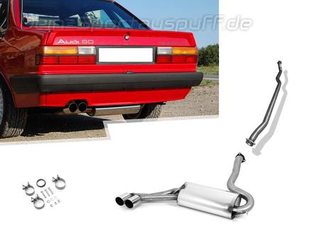 Fox Edelstahl Racing-Komplettanlage ab Kat. Audi 80/90 quattro 81/85 2x76mm rund scharf abgeschrägt