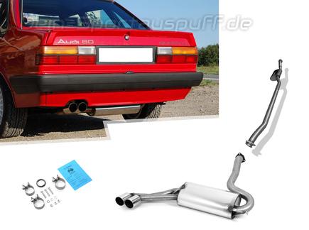 Fox Edelstahl Sportauspuff-Komplettanlage ab Kat. Audi 80/90 quattro 81/85 2x76mm rund scharf abgeschrägt