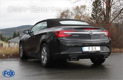 FOX Edelstahl Duplex Sportauspuff Opel Cascada Benzin je 145x65mm trapezförmig eingerollt abgeschrägt