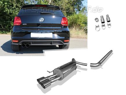 FOX Edelstahl Racing-Komplettanlage ab Kat. Ø63,5mm VW Polo 6R GT u. GTI 2x90mm rund scharf abgeschrägt