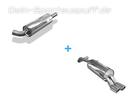 FOX Edelstahl Sportauspuffanlage ab Kat. Ø63,5mm VW Polo 6R GT u. GTI 2x76mm rund eingerollt abgeschrägt