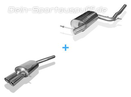 Fox Edelstahl Sportauspuffanlage ab Kat. VW Jetta 3 Typ 1K Bj.05-10 135x80mm flachoval eingerollt abgeschrägt mit Absorber