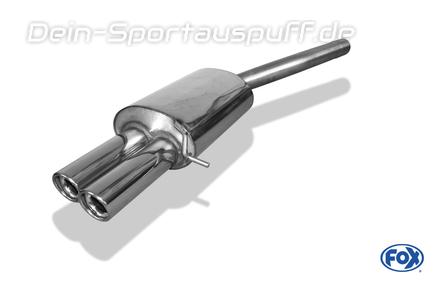 FOX Edelstahl Sportauspuff VW Jetta 4 (Typ 162) 2x76mm rund eingerollt abgeschrägt mit Absorber