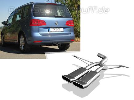 FOX Edelstahl Endrohrsatz mittig VW Touran 1T 130x50mm DTM flachoval eingerollt