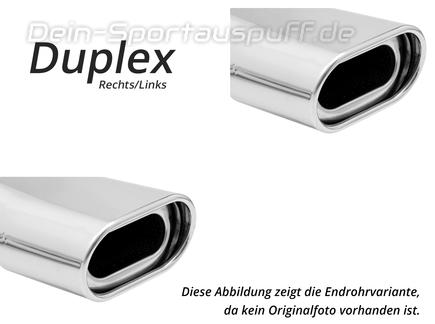 FOX Edelstahl Duplex Sportauspuff-Komplettanlage ab Kat. VW Tiguan Typ 5N je 160x80mm flachoval eingerollt abgeschrägt mit Absorber