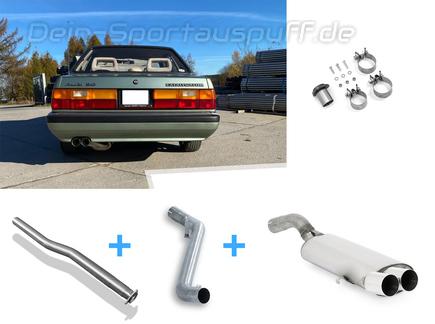 Fox Edelstahl Racing-Komplettanlage ab Kat Audi 80/90 (81/85) Limousine/Coupe - Modelle ohne Kat - 2x76mm rund scharf gerade