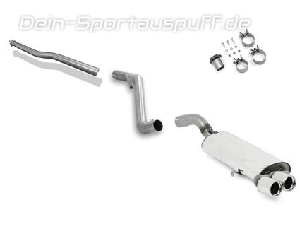 Fox Edelstahl Racing-Komplettanlage ab Kat Audi 80/90 (81/85) Limousine/Coupe - Modelle ohne Kat - 2x76mm rund eingerollt gerade