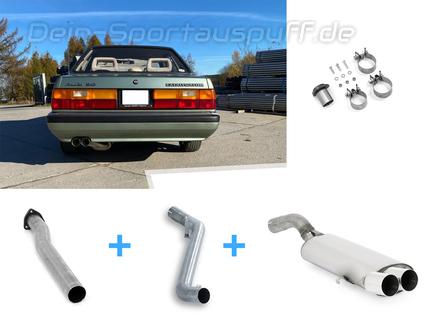 Fox Edelstahl Racing-Komplettanlage ab Kat Audi 80/90 (81/85) Limousine/Coupe - Modelle mit Kat - 2x76mm rund scharf gerade