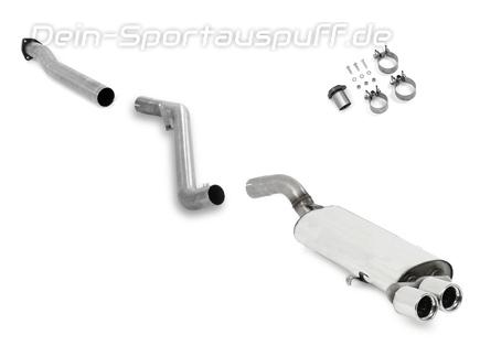 Fox Edelstahl Racing-Komplettanlage ab Kat Audi 80/90 (81/85) Limousine/Coupe - Modelle mit Kat - 2x76mm rund eingerollt gerade