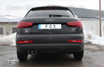 Fox Edelstahl Sportauspuff Audi Q3 2.0l TFSI 2x80mm rund eingerollt