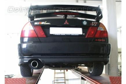 Fox Edelstahl Racing-Komplettanlage ab Kat Mitsubishi Lancer Evolution VI - Evo 6 1x90mm rund eingerollt gerade mit Absorber