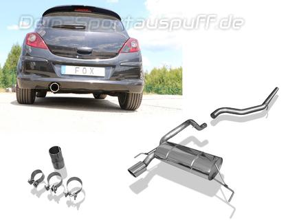 Fox Edelstahl Racing-Komplettanlage ab Kat Opel Corsa D GSi 1x100mm rund eingerollt abgeschrägt