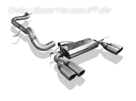 Fox Edelstahl Duplex Racing-Komplettanlage ab Kat VW Beetle inkl. Cabrio Typ 5C 1.2l (Mod. mit Starrachse) je 2x90mm rund eingerollt abgeschrägt