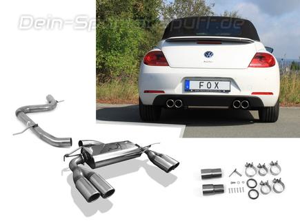 Fox Edelstahl Duplex Racing-Komplettanlage ab Kat VW Beetle inkl. Cabrio Typ 16 5C 1.4l (Mod. mit Einzelradaufhängung) je 2x90mm rund eingerollt abgeschrägt