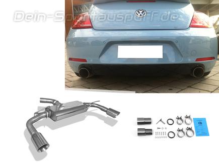 Fox Edelstahl Duplex Sportauspuff VW Beetle inkl. Cabrio Typ 16 5C 1.2l (Mod. mit Einzelradaufhängung) je 100mm rund doppelwandig doppelwandig abgeschrägt