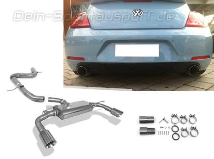 Fox Edelstahl Duplex Racing-Komplettanlage ab Kat VW Beetle inkl. Cabrio Typ 16 5C 1.2l (Mod. mit Einzelradaufhängung) je 100mm rund doppelwandig doppelwandig abgeschrägt