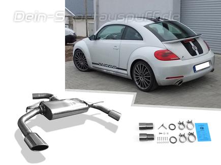 Fox Edelstahl Duplex Sportauspuff VW Beetle Typ 5C 1.4l TSI (Mod. mit Einzelradaufhängung) je 115x85mm oval eingerollt seitlich abgeschrägt