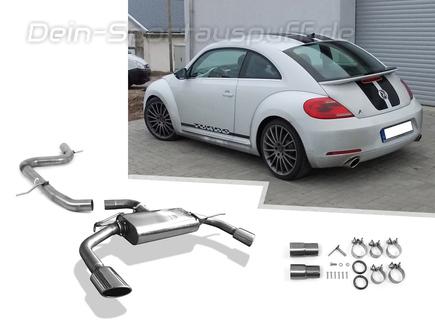 Fox Edelstahl Duplex Racing-Komplettanlage ab Kat VW Beetle Typ 5C 1.4l TSI (Mod. mit Einzelradaufhängung) je 115x85mm oval eingerollt seitlich abgeschrägt