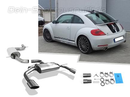 Fox Edelstahl Duplex Sportauspuff-Komplettanlage ab Kat VW Beetle Typ 5C 1.2l TSI (Mod. mit Einzelradaufhängung) je 115x85mm oval eingerollt seitlich abgeschrägt