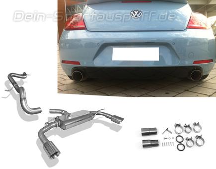 Fox Edelstahl Duplex Racing-Komplettanlage ab Kat VW Beetle inkl. Cabrio Typ 16 5C 1.2l (Mod. mit Starrachse) je 100mm rund doppelwandig doppelwandig abgeschrägt