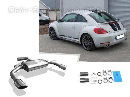 Fox Edelstahl Duplex Sportauspuff VW Beetle Typ 5C 1.2l TSI (Mod. mit Starrachse) je 115x85mm oval eingerollt seitlich abgeschrägt