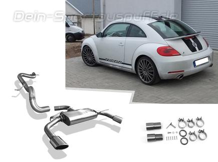 Fox Edelstahl Duplex Racing-Komplettanlage ab Kat VW Beetle Typ 5C 1.2l TSI (Mod. mit Starrachse) je 115x85mm oval eingerollt seitlich abgeschrägt