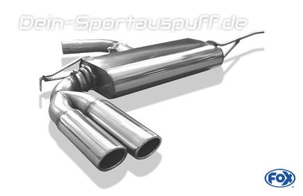 Fox Edelstahl Sportauspuff VW Beetle inkl. Cabrio Typ 5C 1.2l (Mod. mit Einzelradaufhängung) 2x80mm rund eingerollt abgeschrägt