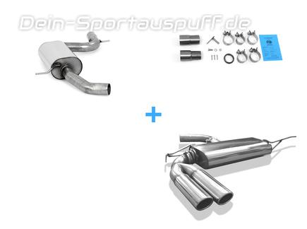 Fox Edelstahl Sportauspuff-Komplettanlage ab Kat VW Beetle inkl. Cabrio Typ 5C 1.2l (Mod. mit Einzelradaufhängung) 2x80mm rund eingerollt abgeschrägt