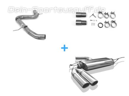 Fox Edelstahl Racing-Komplettanlage ab Kat VW Beetle inkl. Cabrio Typ 5C 1.2l (Mod. mit Einzelradaufhängung) 2x80mm rund eingerollt abgeschrägt
