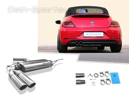 Fox Edelstahl Sportauspuff VW Beetle inkl. Cabrio Typ 5C 1.2l (Mod. mit Einzelradaufhängung) 2x90mm rund eingerollt abgeschrägt