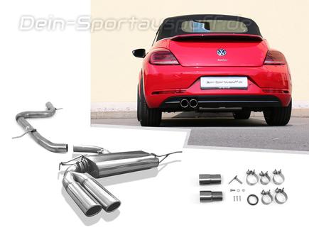 Fox Edelstahl Racing-Komplettanlage ab Kat VW Beetle inkl. Cabrio Typ 5C 1.2l (Mod. mit Einzelradaufhängung) 2x90mm rund eingerollt abgeschrägt