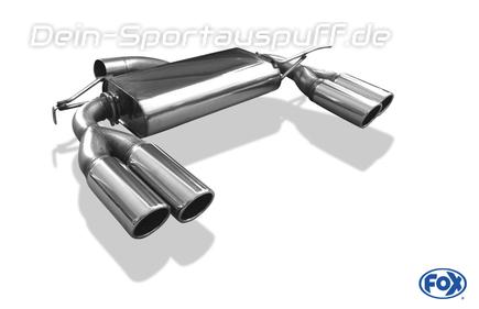 Fox Edelstahl Duplex Sportauspuff VW Beetle inkl. Cabrio Typ 5C 1.2l (Mod. mit Einzelradaufhängung) je 2x80mm rund eingerollt abgeschrägt