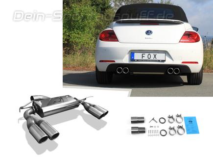 Fox Edelstahl Duplex Sportauspuff VW Beetle inkl. Cabrio Typ 5C 1.2l (Mod. mit Einzelradaufhängung) je 2x90mm rund eingerollt abgeschrägt