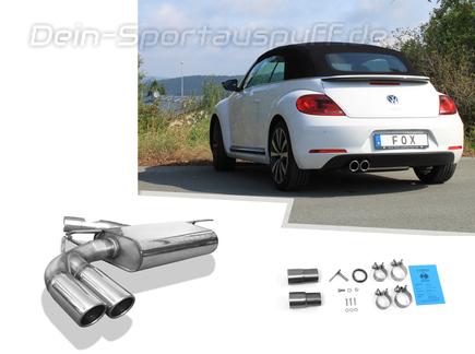 Fox Edelstahl Sportauspuff VW Beetle inkl. Cabrio Typ 5C Diesel (Mod. mit Starrachse) 2x90mm rund eingerollt abgeschrägt