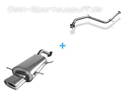 Fox Edelstahl Racing-Komplettanlage ab Kat Mazda MX-3 1.8l Bj.91-99 135x80mm flachoval eingerollt abgeschrägt mit Absorber