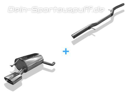 Fox Edelstahl Racing-Komplettanlage ab Kat VW Bora 1J 4motion inkl. Variant 135x80mm flachoval eingerollt abgeschrägt mit Absorber