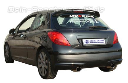 Fox Edelstahl Duplex Racing-Komplettanlage ab Kat Peugeot 207 je 115x85mm oval eingerollt abgeschrägt