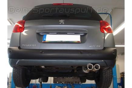 Fox Edelstahl Racing-Komplettanlage ab Kat Peugeot 207 SW Kombi 2x80mm rund eingerollt gerade mit Absorber