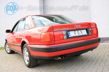 FOX Edelstahl Racing-Komplettanlage ab Kat. Audi 100, A6 Typ C4 2.6l 2.8l 2x70mm rund scharf abgeschrägt